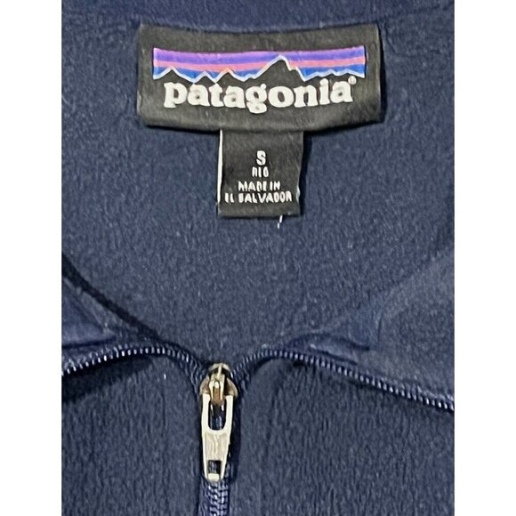 PATAGONIA New Navy Blue 1/4 Zip Micro D® Fleece Logo Sweater Pullover - Picture 6 of 7